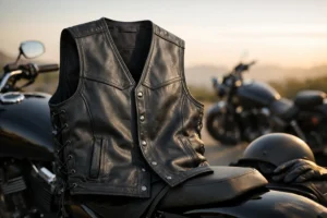 Usnjeni brezrokavnik za motoriste